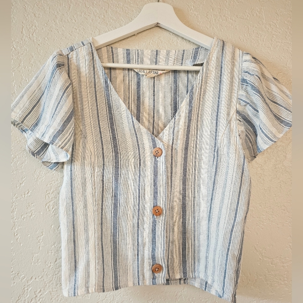 Vanilla Star Size M - Striped Top with Flounce Sleeves